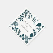 Elegant Blauwgroen Blue Botanical Wedding Servet (Hoek)