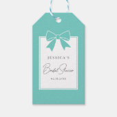 Elegant Blauwgroen Blue Bow Vrijgezellenfeest Dank Cadeaulabel (Voorkant)