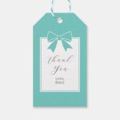 Elegant Blauwgroen Blue Bow Vrijgezellenfeest Dank Cadeaulabel (Achterkant)