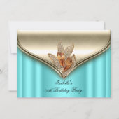 Elegant Blauwgroen Blue Bronze Brown Gold Birthday Kaart (Voorkant)