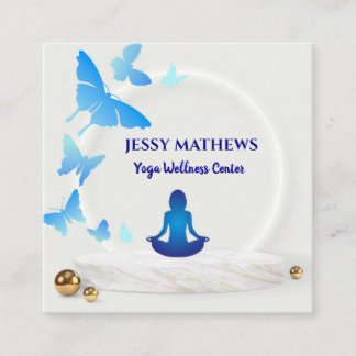 ELEGANT BLAUWGROEN BLUE BUTTERFLIES-MEDITATIE YOGA VIERKANTE VISITEKAARTJE