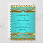 Elegant Blauwgroen Blue Damask Diamond Birthday 2 Kaart (Voorkant)
