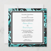 Elegant Blauwgroen Blue Damask met diamantstrik Kaart (Achterkant)