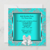 Elegant Blauwgroen Blue Damask Silver Birthday Par Kaart (Achterkant)