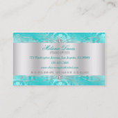 Elegant Blauwgroen Blue Damask Swirl Visitekaartje (Achterkant)