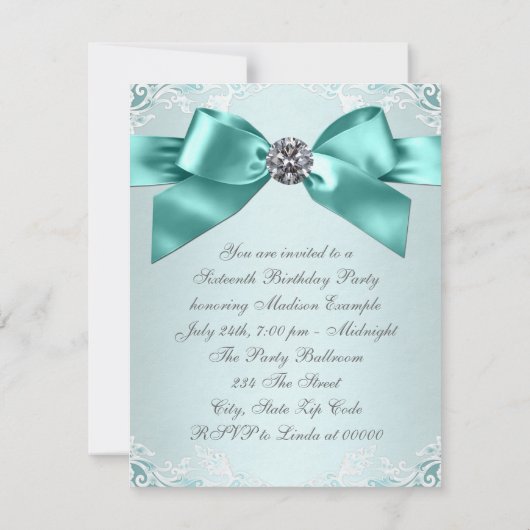 Elegant Blauwgroen Blue Diamond elke gelegenheid Kaart (Achterkant)