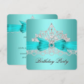 Elegant Blauwgroen Blue Diamond Tiara Jewel Pearls Kaart (Voorkant / Achterkant)