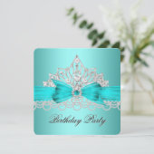 Elegant Blauwgroen Blue Diamond Tiara Jewel Pearls Kaart (Staand voorkant)