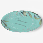 Elegant Blauwgroen Blue Eucalyptus Waterverf Birth Papieren Bordje (Gekanteld)