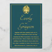 Elegant Blauwgroen Blue Forest Grove Gold Wedding Folie Uitnodiging (Voorkant)