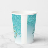 Elegant Blauwgroen Blue Glitter Sweet 16 Birthday Papieren Bekers (Rechts)
