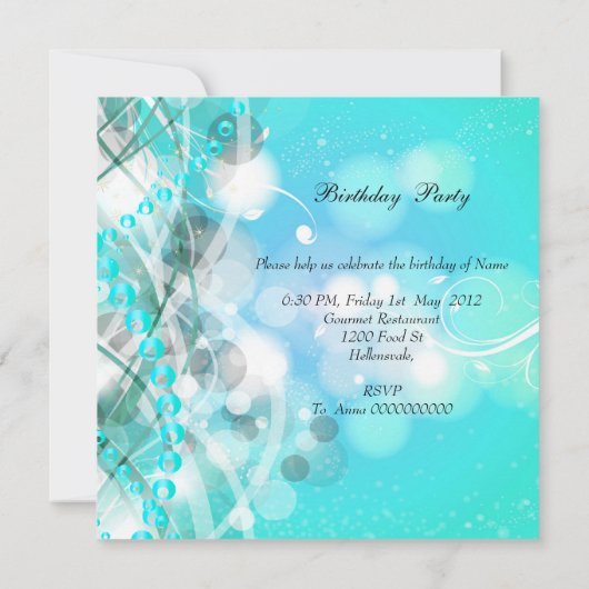 Elegant Blauwgroen Blue Gold Birthday Champagne Kaart (Achterkant)