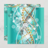 Elegant Blauwgroen Blue Gold Diamond verjaardagsfe Kaart (Voorkant / Achterkant)