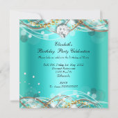 Elegant Blauwgroen Blue Gold Diamond verjaardagsfe Kaart (Achterkant)