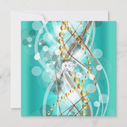 Elegant Blauwgroen Blue Gold Diamond verjaardagsfe Kaart (Voorkant)