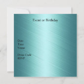 Elegant Blauwgroen Blue Gold Event Party Kaart (Achterkant)