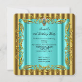 Elegant Blauwgroen Blue Gold Fabulous 50th Birthda Kaart (Achterkant)