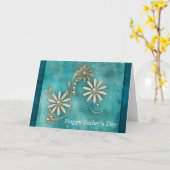 Elegant Blauwgroen Blue Happy Vaderdag Wenskaart Kaart (Gele Bloem)