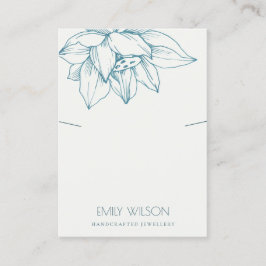 ELEGANT BLAUWGROEN BLUE LOTUS SIMPLE KETTING DISPL VISITEKAARTJE