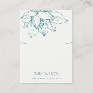 ELEGANT BLAUWGROEN BLUE LOTUS SIMPLE KETTING DISPL VISITEKAARTJE