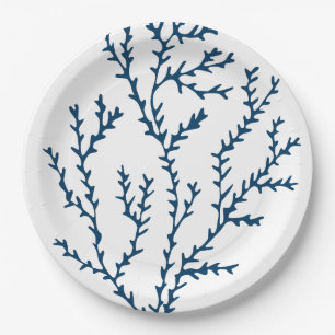 Elegant Blauwgroen Blue Seaweed Pattern - Ocean Th Papieren Bordje