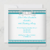 Elegant Blauwgroen Blue Silver Diamond Birthday Pa Kaart (Achterkant)