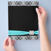 Elegant Blauwgroen Blue Silver Flyer-Sjabloon Flyer (Hand)