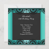 Elegant Blauwgroen Blue Silver Lace Birthday Kaart (Achterkant)