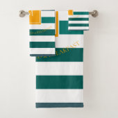 Elegant Blauwgroen Blues White Striped Monogram B Bad Handdoek (Insitu)