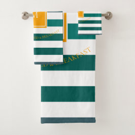 Elegant Blauwgroen Blues White Striped Monogram B  Bad Handdoek