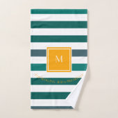 Elegant Blauwgroen Blues White Striped Monogram B Bad Handdoek (Handdoek)