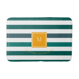 Elegant Blauwgroen Blues White Striped Monogram B  Badmat