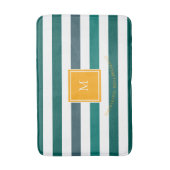 Elegant Blauwgroen Blues White Striped Monogram B  Badmat (Voorkant Verticaal)