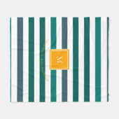 Elegant Blauwgroen Blues White Striped Monogram B  Fleece Deken (Voorkant (Horizontaal))