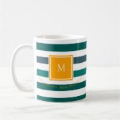 Elegant Blauwgroen Blues White Striped Monogram B  Koffiemok (Links)