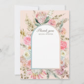 elegant blauwgroen bohemisch florje Dank je wel Bedankkaart (Voorkant)