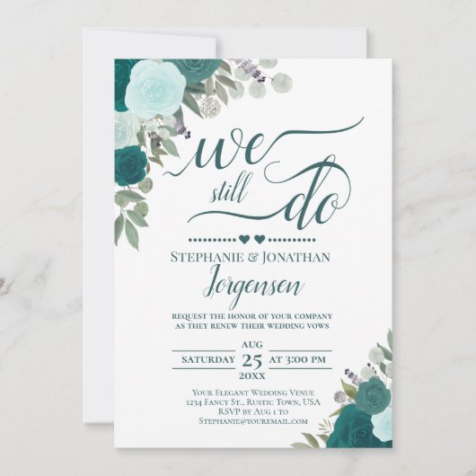 Elegant Blauwgroen Boho Rozen we doen nog steeds m Kaart (Voorkant)