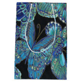 Elegant Blauwgroen Butterfly Pattern Gift Bag Medium Cadeauzakje (Achterkant)