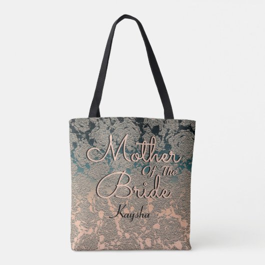 Elegant Blauwgroen Champagne-moeder van de Bride Tote Bag (Achterkant)