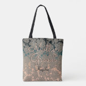 Elegant Blauwgroen Champagne Moeder van de Groom Tote Bag (Achterkant)