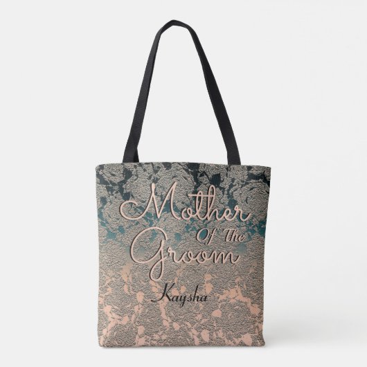Elegant Blauwgroen Champagne Moeder van de Groom Tote Bag (Achterkant)
