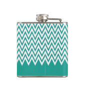 Elegant Blauwgroen Chevron Custom Flask Heupfles (Achterkant)