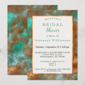 Elegant Blauwgroen Copper Patina Abstract Vrijgeze Kaart (Voorkant / Achterkant)