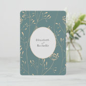 Elegant Blauwgroen crèmebloemen grassen Kaart (Staand voorkant)