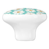 Elegant Blauwgroen Daisy Pattern Monogram Ceramic Keramische Knop (Zijkant)