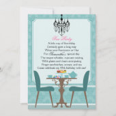 Elegant Blauwgroen Damask Birthday Tea Party Kaart (Voorkant)