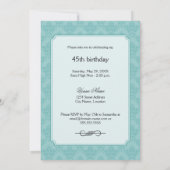 Elegant Blauwgroen Damask Birthday Tea Party Kaart (Achterkant)