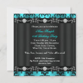 Elegant Blauwgroen Damask Black Diamond Birthday P Kaart (Achterkant)