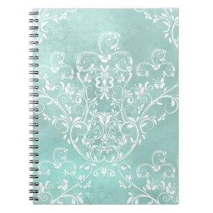 Elegant Blauwgroen Damask-laptop Notitieboek