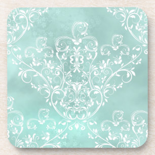 Elegant Blauwgroen Damask Onderzetters